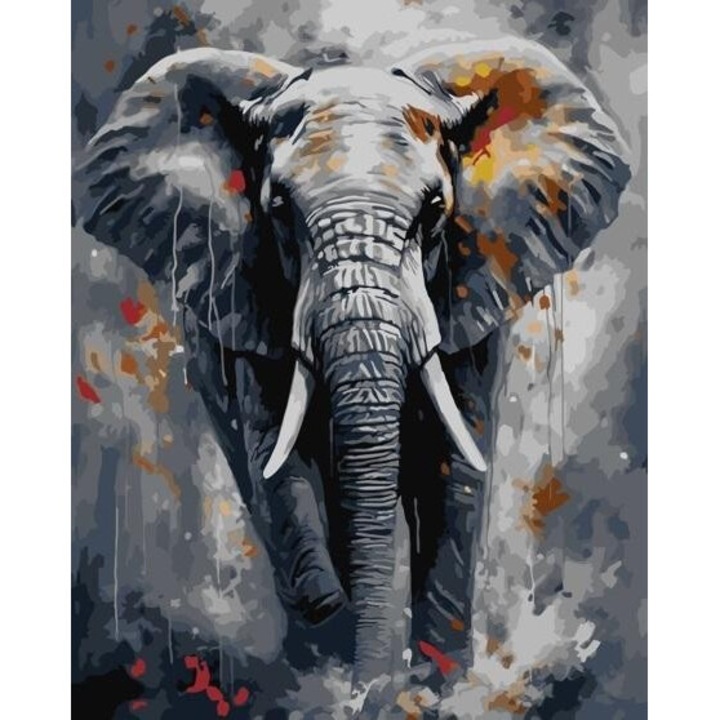 Pictura dupa numere - Elefant Majestuos 40x50cm