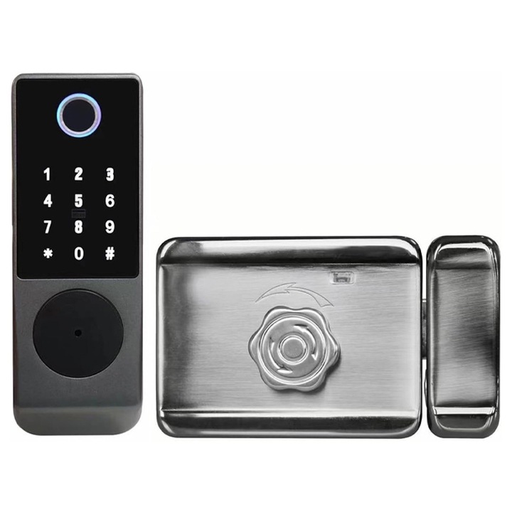 Интелигентно заключване Rqiurpn, достъп без ключ, разпознаване на пръстови отпечатъци, матово черно