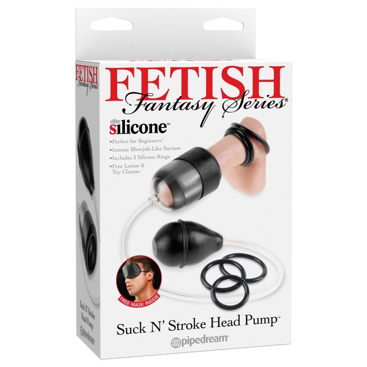 Pompa penis Suck n 'Stroke Head Pump Clear/Black