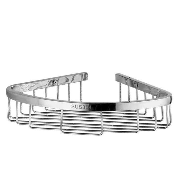 Sarokpolc fürdőszobába, Enforose, rozsdamentes acél, falra szerelhető, ezüst