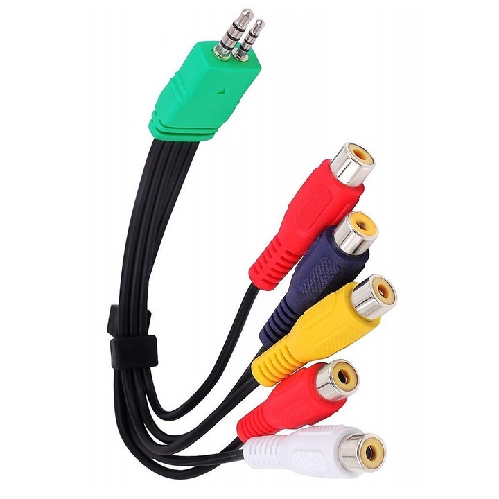 Адаптер за компонентен телевизор Samsung, Резервен, 0.3 м, 3.5 мм мъжки към 2.5 мм мъжки AV аудио видео адаптерен кабел, 5RCA женски щепсел, Съвместим със Samsung LED LCD телевизор BN39-01154W