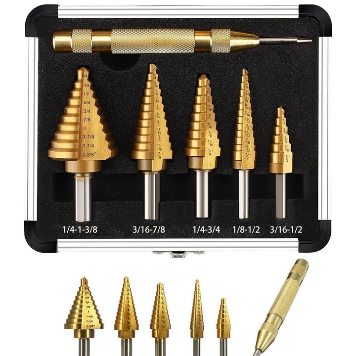 Set 6 burghie, pentru metal, 3-35 mm