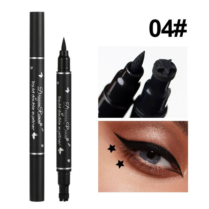 Creion de ochi, Dragon Ranee, set eyeliner 2-in-1, negru, 10g, 13x4.3x1.3cm