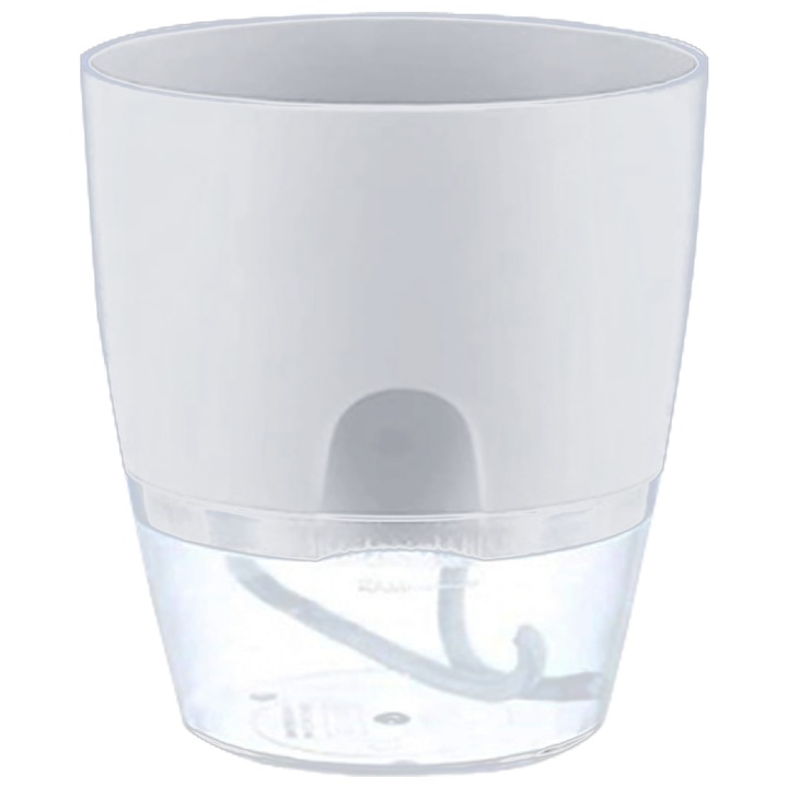 Ghiveci autoirigant Enforose, alb, 18.2x11x15.3cm, pentru plante aromatice, set 1 buc.