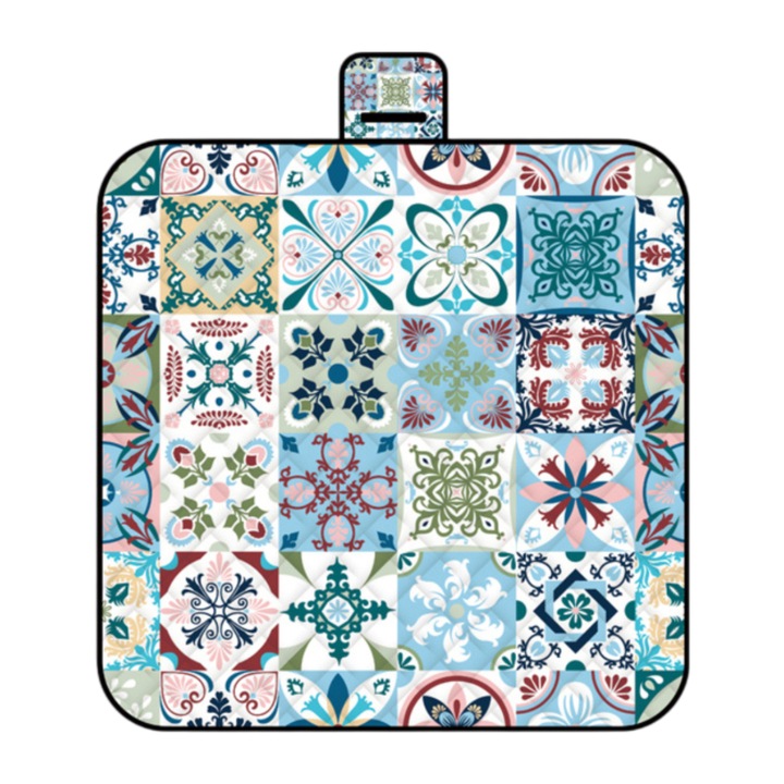 Patura de picnic Boho 200x150 cm, impermeabila, rezistenta la nisip, pentru plaja si captusita, ideala pentru exterior, camping, plaja, parc, festival si picnic, usor de pliat si lavabila