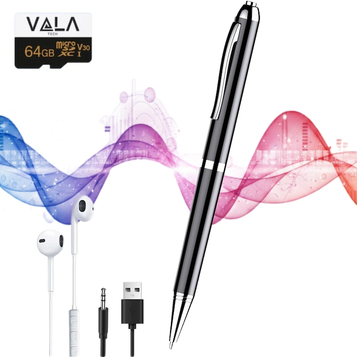 Reportofon Spion Integrat In Pix, 64 GB, Vala Tech®️,400 Ore de Stocare, Reducere a Zgomotului, Timestamp, Activare Vocala, Conectivitate OTG, Redare MP3, U-Disk, Scriere/Inregistrare Simultana, Compatibil iOs/Android, Casti CADOU, Dispozitiv Spion