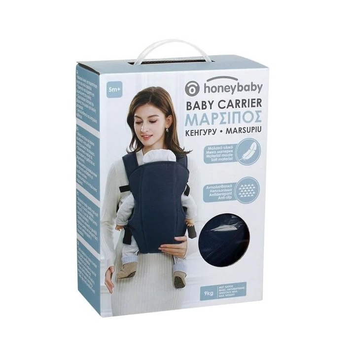 Marsupiu pentru Bebelusi, 5+ luni, 9 kg, 21.5 x 11 x 30 cm, albastru