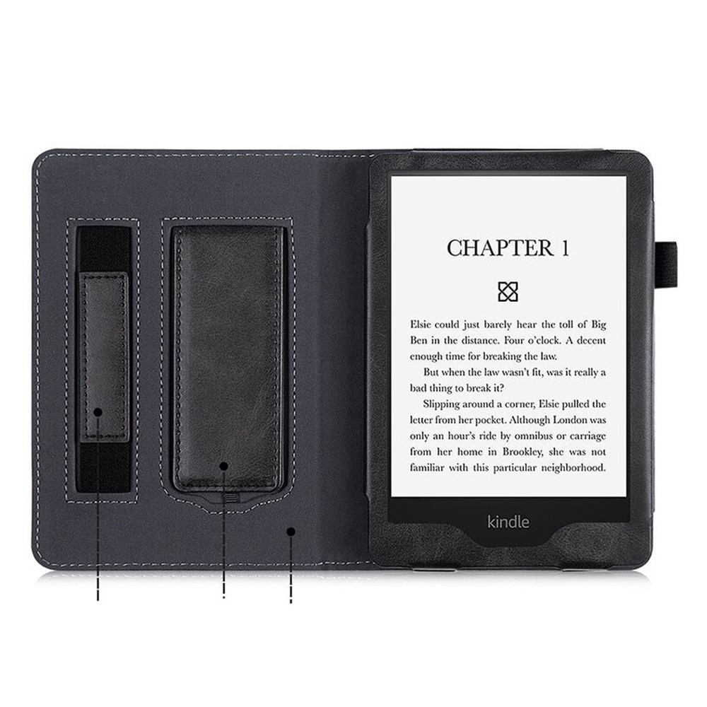 Husa Rotativa Tableta pentru Amazon Kindle Paperwhite 5, OPTIM SOLUTION, Stand Portret si Landscape, Inchidere Sigura, Design 360°, Fibra Moale, Functie Standby, Ideala pentru Citit, Stand, Suport pentru Mana, Smart Design, Negru