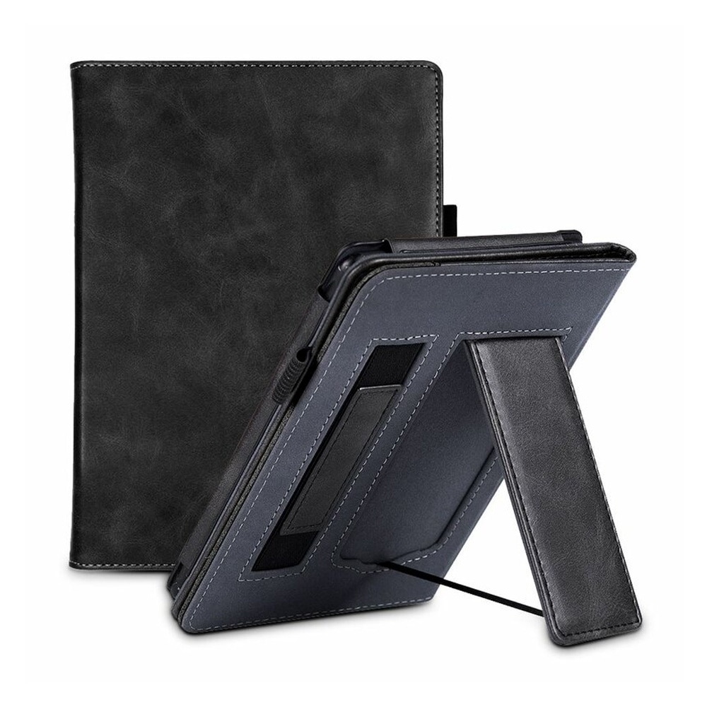 Husa Rotativa Tableta pentru Amazon Kindle Paperwhite 5, OPTIM SOLUTION, Stand Portret si Landscape, Inchidere Sigura, Design 360°, Fibra Moale, Functie Standby, Ideala pentru Citit, Stand, Suport pentru Mana, Smart Design, Negru