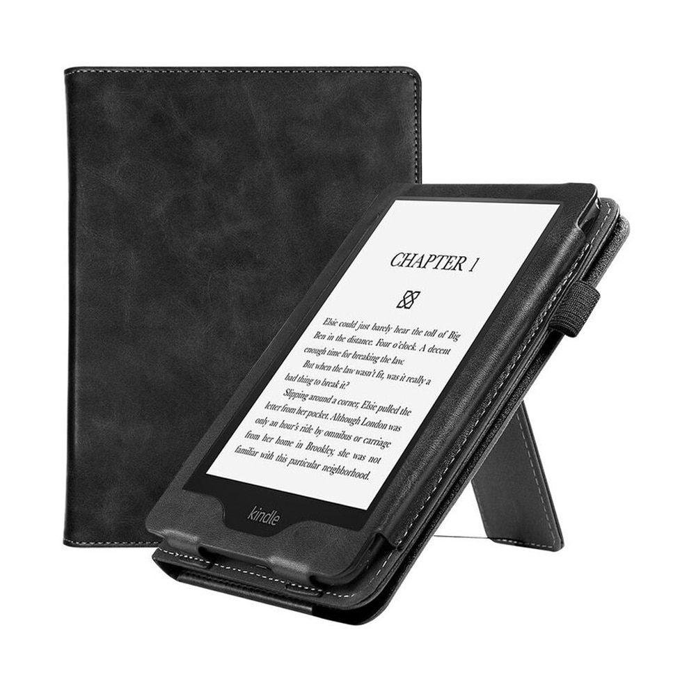 Husa Rotativa Tableta pentru Amazon Kindle Paperwhite 5, OPTIM SOLUTION, Stand Portret si Landscape, Inchidere Sigura, Design 360°, Fibra Moale, Functie Standby, Ideala pentru Citit, Stand, Suport pentru Mana, Smart Design, Negru