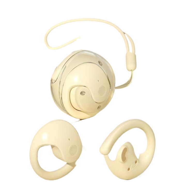 HAGAETHI Bluetooth 5.4 vezeték nélküli fülhallgató, kicsi kialakítás, 36 órás akkumulátor-élettartam, bézs szín