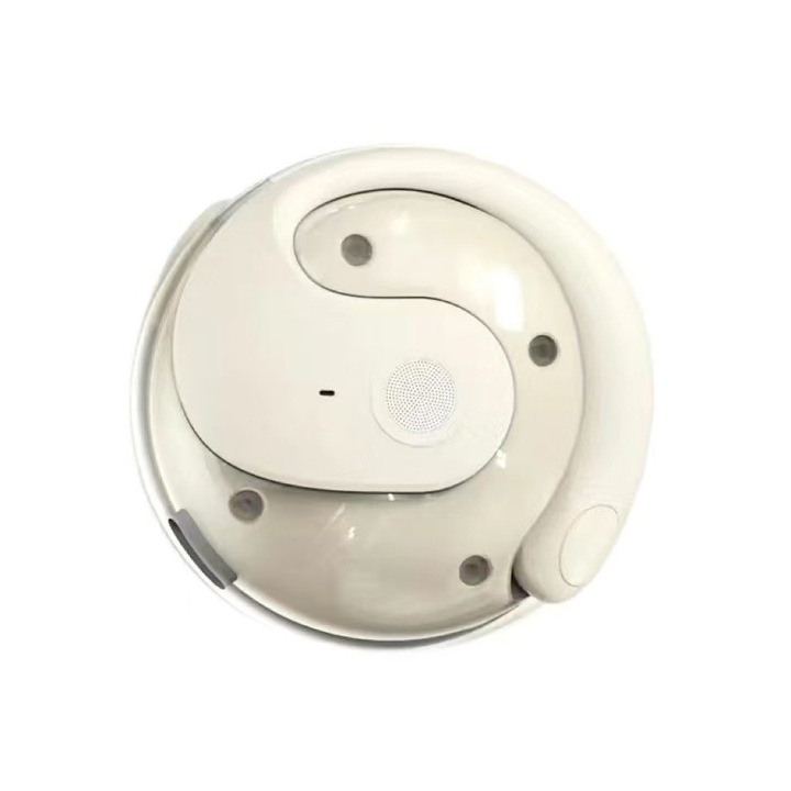 Casti wireless bluetooth 5.4 HAGAETHI® Sunetul HIFI, Control tactil inteligent, Autonomie 36 ore, culoare bej, Proiect de franghie portabila