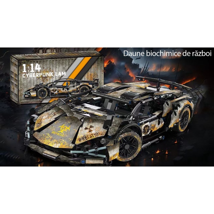 Set de constructie Super Car, ABS, 1:14, 1314 Piese, Negru