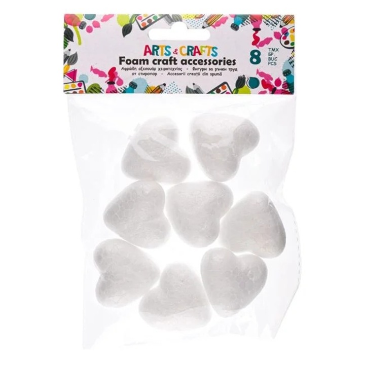 Nyland® Foam White Hearts for Creations 4cm - 8 db