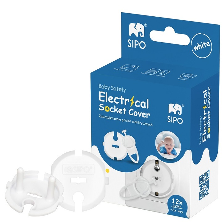 Set 12 capace de protectie pentru prize cu impamantare, cu doua cheite, SIPO