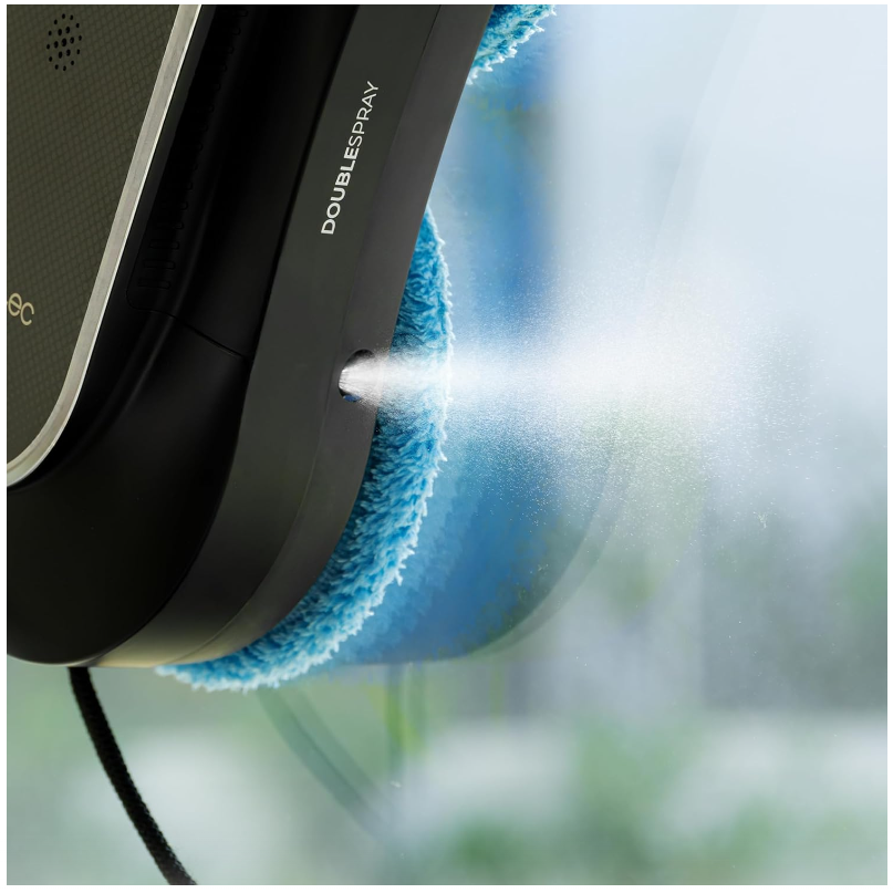 Robot curatare geamuri cu pulverizator Cecotec Windroid 1090 Double Spray, Smart A01_EU01_100140, 3 in 1, control aplicatie, telecomanda, 12 mopuri incluse, negru