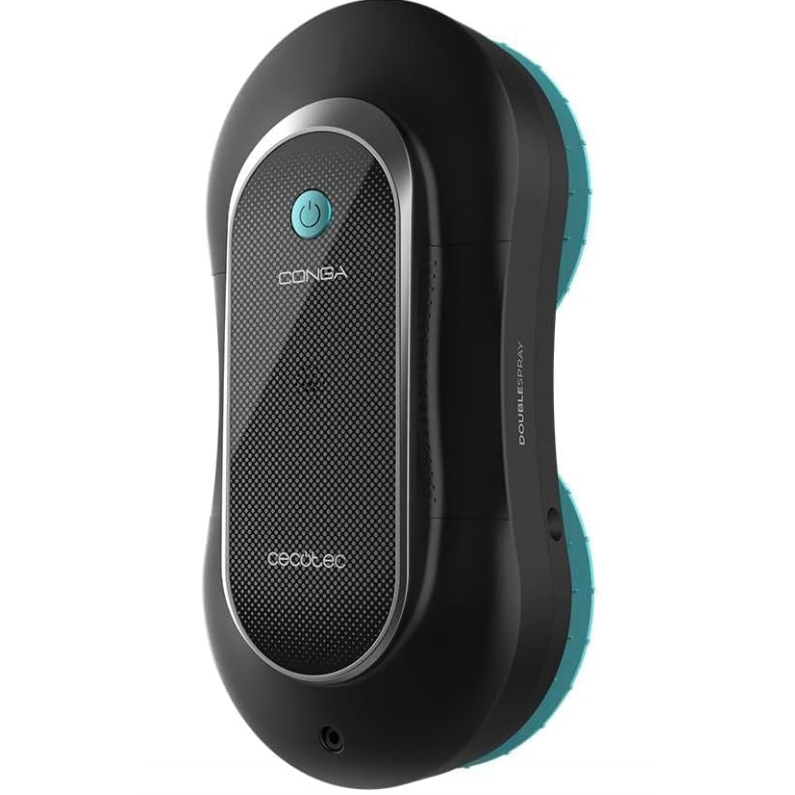 Robot curatare geamuri cu pulverizator Cecotec Windroid 1090 Double Spray, Smart A01_EU01_100140, 3 in 1, control aplicatie, telecomanda, 12 mopuri incluse, negru