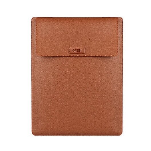 Geanta laptop, 13.3 inch, piele ecologica, cu suport, maro
