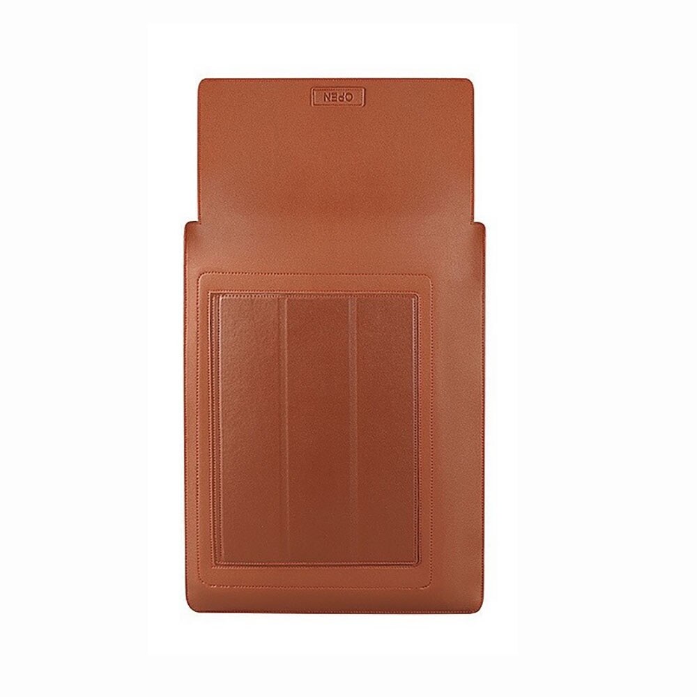 Geanta laptop, 13.3 inch, piele ecologica, cu suport, maro