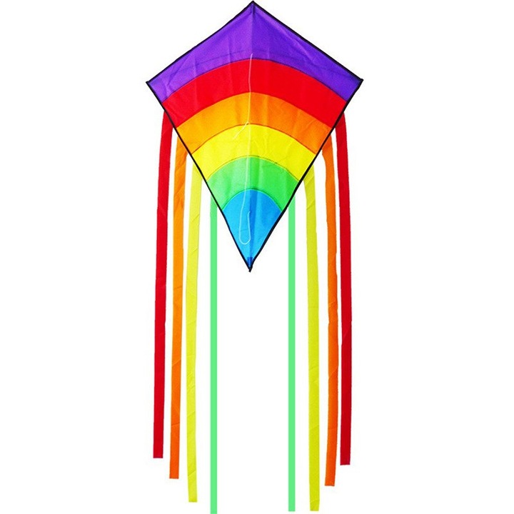 Детско хвърчило, Stnqtsrv, модел Diamond, цветове на дъгата, 64x75 см, комплект с връв 80 м, многоцветен
