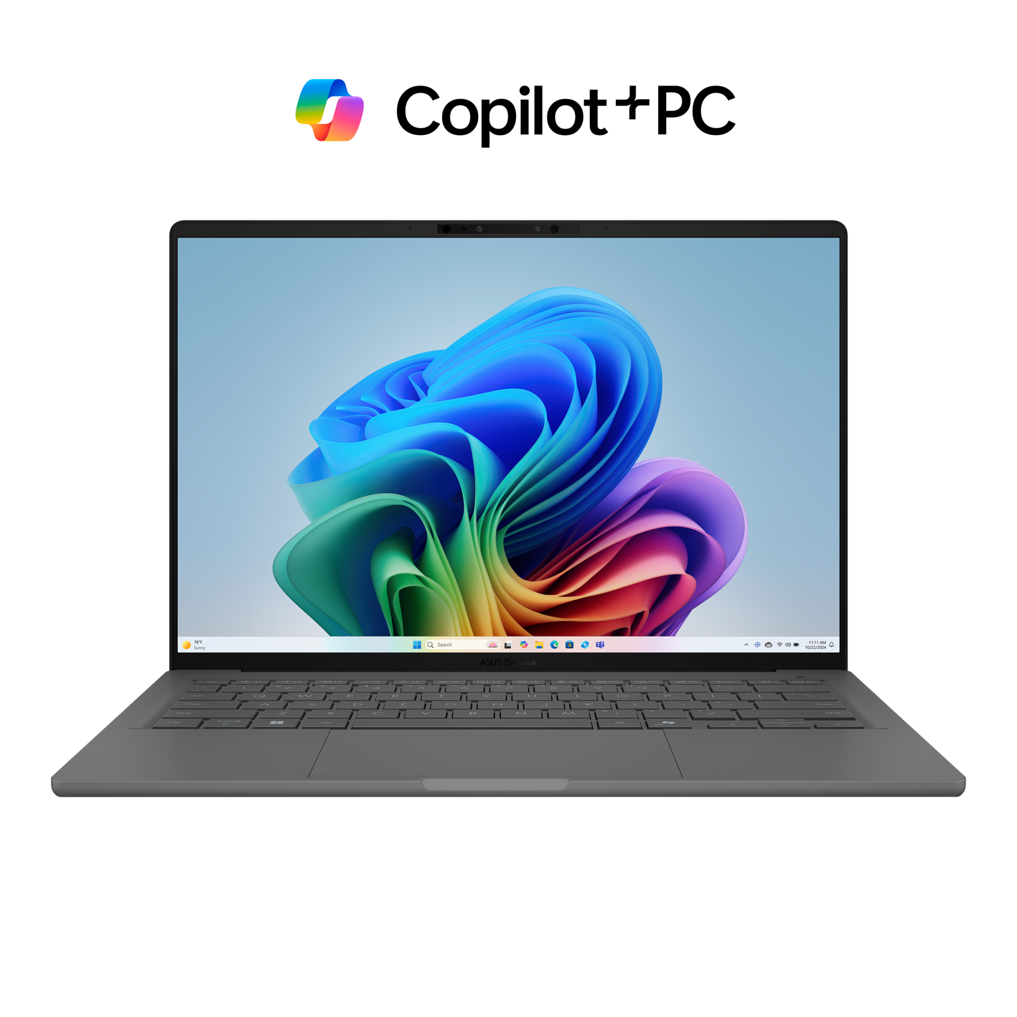 Laptop ASUS Zenbook A14 UX3407RA cu procesor Snapdragon® X Elite X1E 78 100 pana la 3.4GHz, 14''. WUXGA, OLED, 32GB LPDDR5X RAM, 1TB SSD, Qualcomm® Adreno™ GPU, Windows 11 Pro, Iceland Gray