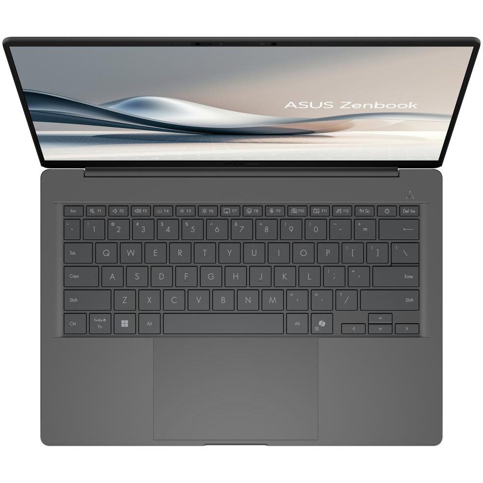 Laptop ASUS Zenbook A14 UX3407RA cu procesor Snapdragon® X Elite X1E 78 100 pana la 3.4GHz, 14''. WUXGA, OLED, 32GB LPDDR5X RAM, 1TB SSD, Qualcomm® Adreno™ GPU, Windows 11 Pro, Iceland Gray