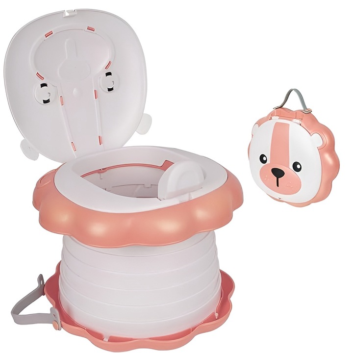 Toaleta Portabila pentru Copii, Design Pliabil cu Protectie Anti-Stropire, Ideala pentru Camping, Calatorii si Utilizare Acasa, Usor de Folosit, Materiale Ecologice si Design Animat, Verde, Smart Gadgets C&A