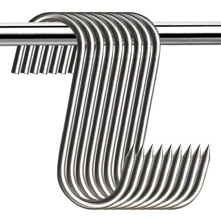 Set 10 carlige de carne S, inox 304, 6 inch, utilizare versatila