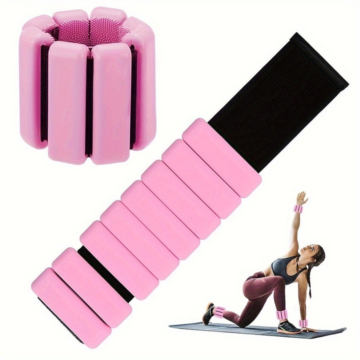 2 db-os fitnesz karkötő készlet, 1 kg, rózsaszín, jógához, kerékpározáshoz, erősítő edzéshez
