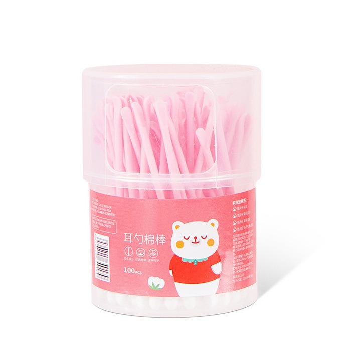 Betisoare de bumbac 100 bucati, curatare urechi, design cu doua capete