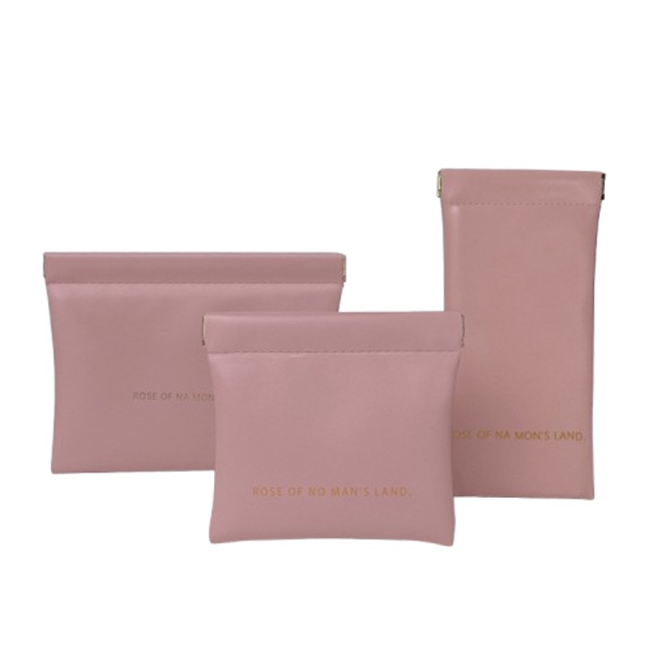 Set 3 Portfarduri Cosmetice, Piele PU Waterproof, Design Fara Fermoar, roz