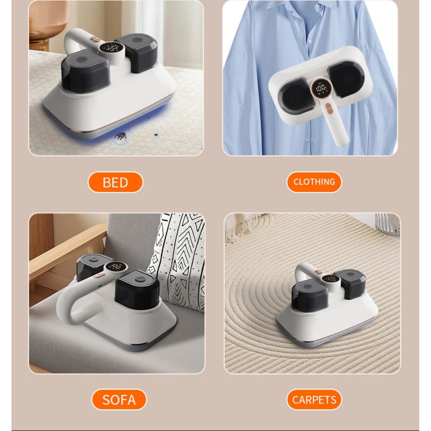 Aspirator de mana, WALALLA, cu filtru HEPA, putere de aspiratie 8500pa, tehnologie ultrasonica, alb