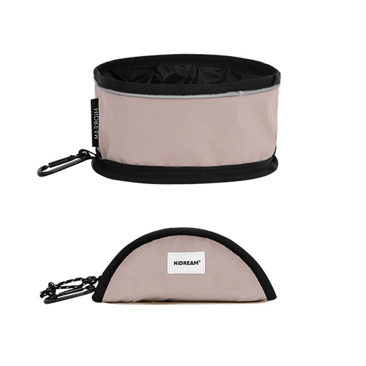 Castron pentru animale HiDREAM, portabil, roz, 20x10cm, nylon