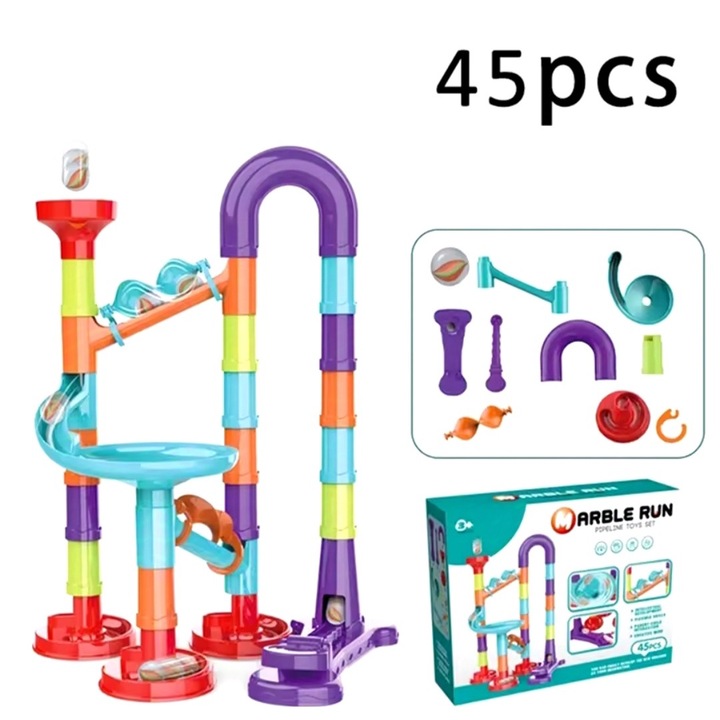 Építhető készlet márvány futóverseny 3d labdákkal, 45 db