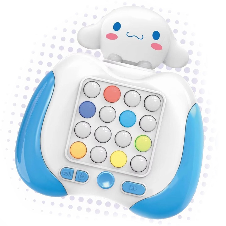 Pop IT Game, Jucarie Consola/Electronica, antistres, cu sunete, 16 butoane si lumini RGB, 7 moduri de joc, Blue, SARALMA®