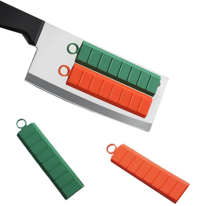 Set de cutite pentru legume, 4PC, verde si portocalie, 13cm, silicon