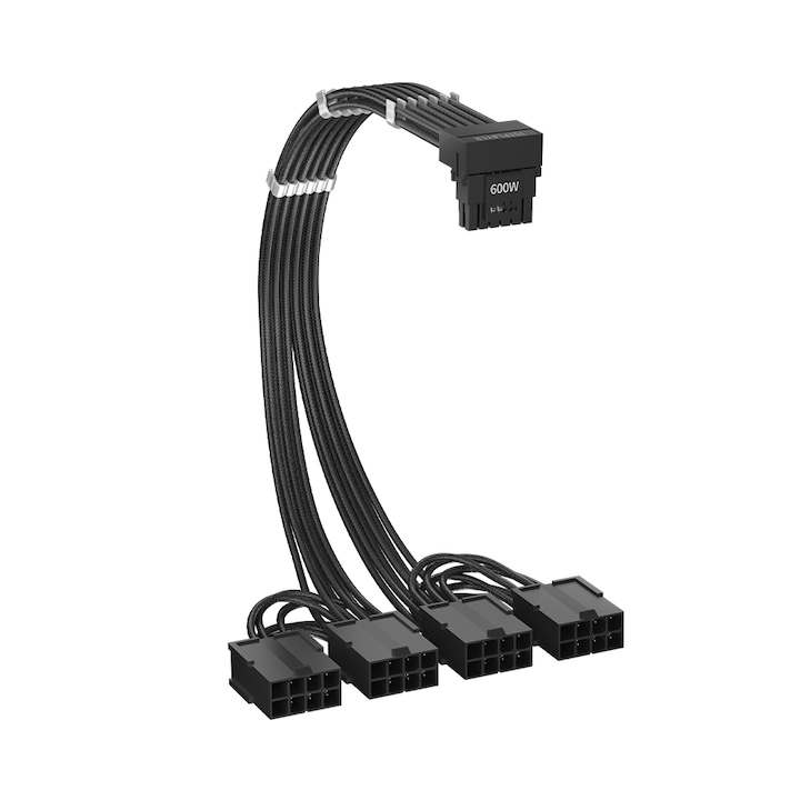 Cablu 1stPlayer® Premium 12+4pin PCIe Gen 5 12VHPWR 600W la 4x8 pin, Steam Punk, FM4-B-EC-N-BK, negru