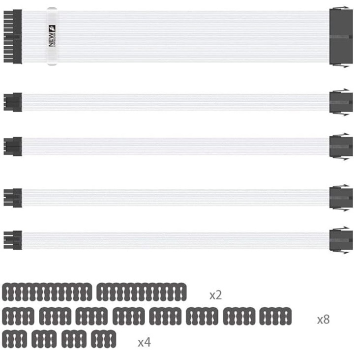 Set Prelungire Cabluri Sursa ATX, 1stPlayer® Premium, 30 cm, Steam Punk 5IN1, alb