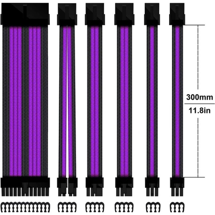 Set Prelungire Cabluri Sursa ATX, 1stPlayer® Premium, 30 cm, Steam Punk 5IN1, negru-violet