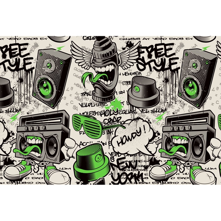 Tapéta fiataloknak, Kamera, Graffiti Zene, Színes grafika, 148x220 cm