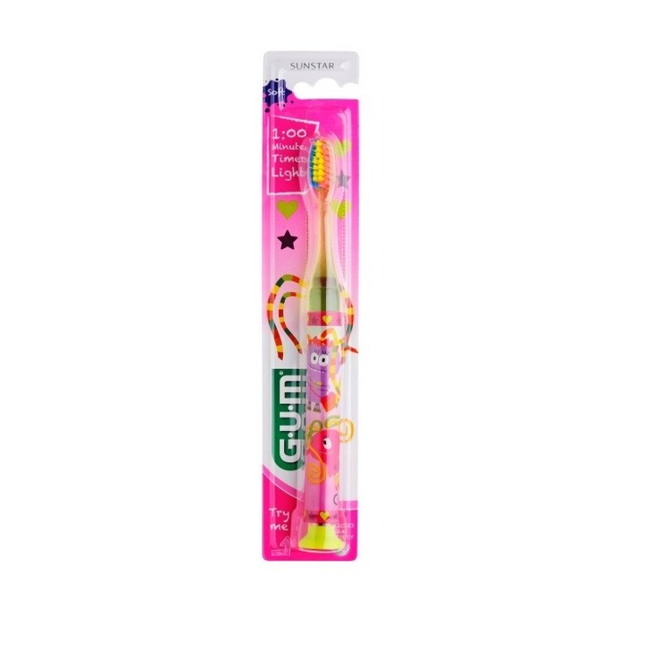 Sunstar GUM Monster Light-Up, Четка за зъби, мека с таймер за осветление, 1 брой