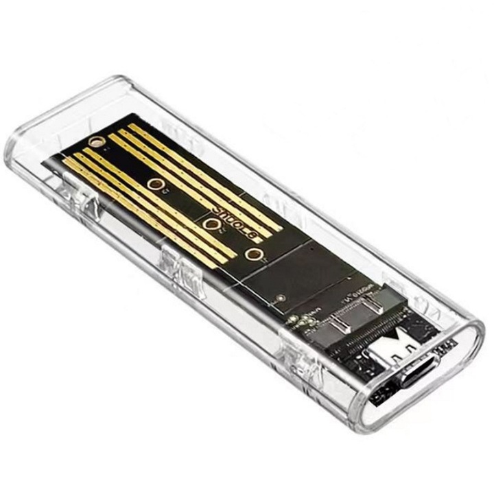 SSD кутия, преносим, M.2, NVMe/NGFF, USB-A/C, Windows, MAC, Linux, Android, USB-A/C, USB3.1, TOIITKQ, прозрачен