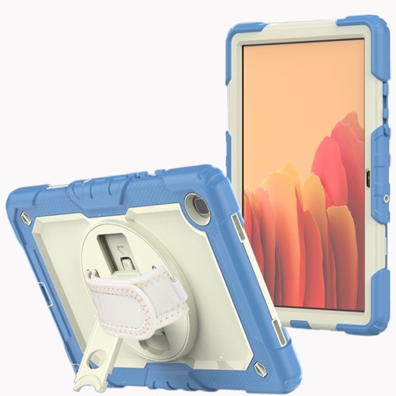 Husa Antisoc Cu Curea De Mana Pentru Samsung Galaxy Tab A9Plus De 11 inchi. (Model: (SM-X210/X216/X218), Fudisenn，Rotire La 360°, procesul de gofrare，Portabil， 2023 (albastru cyan )，stil simplu，28x19x2,3cm