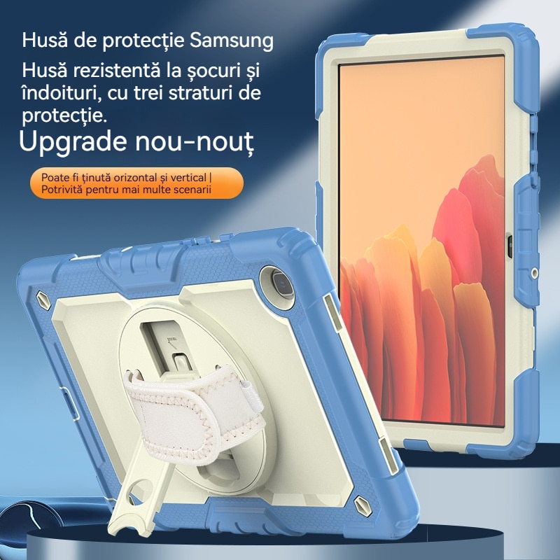 Husa Antisoc Cu Curea De Mana Pentru Samsung Galaxy Tab A9Plus De 11 inchi. (Model: (SM-X210/X216/X218), Fudisenn，Rotire La 360°, procesul de gofrare，Portabil， 2023 (albastru cyan )，stil simplu，28x19x2,3cm