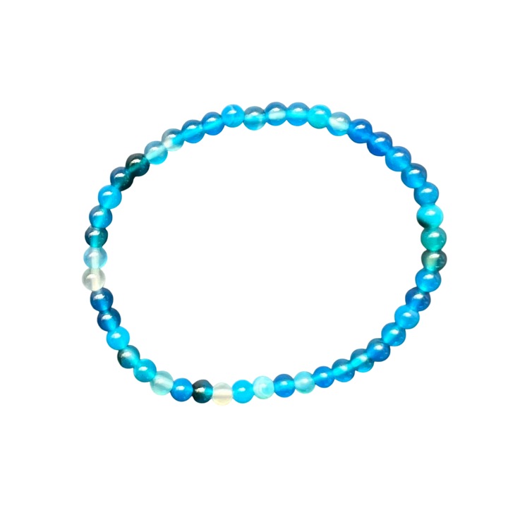 Bratara agat albastru 4 mm, Druzy, pietre semipretioase