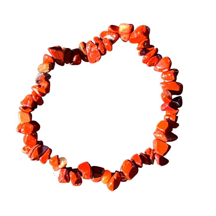 Bratara chipsuri jasp rosu, Druzy, pietre semipretioase