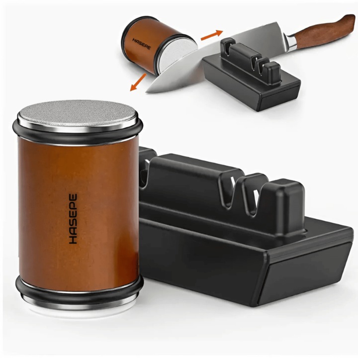 Ascutitor Cutite Rulant Hasepe® Profesional 5 In 1 Cu Piatra Diamantata 400/1000, Ascutitor Cutite Rulant Cu Suport Magnetic 15° Si 20°, Ascutitor Cutite Rulant Multifunctional Pentru Cutite Si Lame Ceramica, Sistem Stabil Pentru Ascutire Precisa