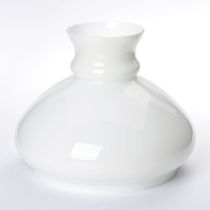 Opál lámpaernyő vastag üveg váza típusa fehér, magasság 160 mm, átmérő 235 mm, felső lyuk 130 mm, alsó lyuk 190 mm, fényes opál felület ORION
