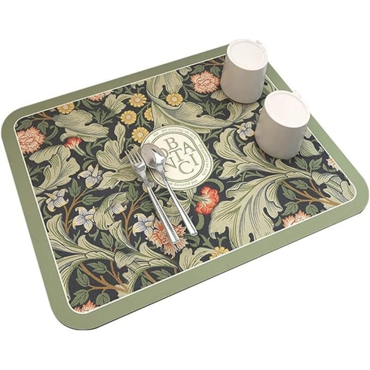 Edényszárító, vintage design, nedvszívó, többszínű, kovaföld