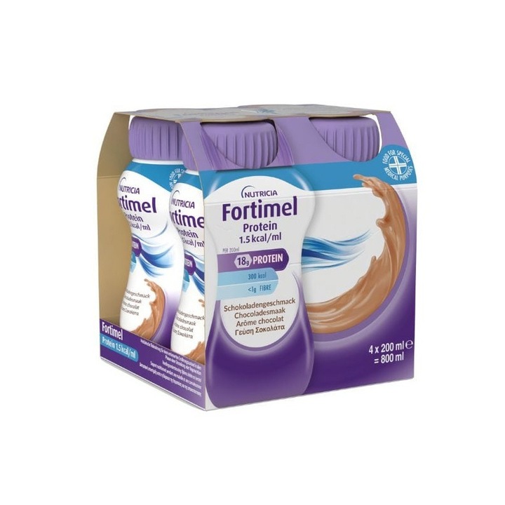 Fortimel Protein 1.5 kcal, Nutricia, 18g proteine, ciocolata, set 4 x 200ml